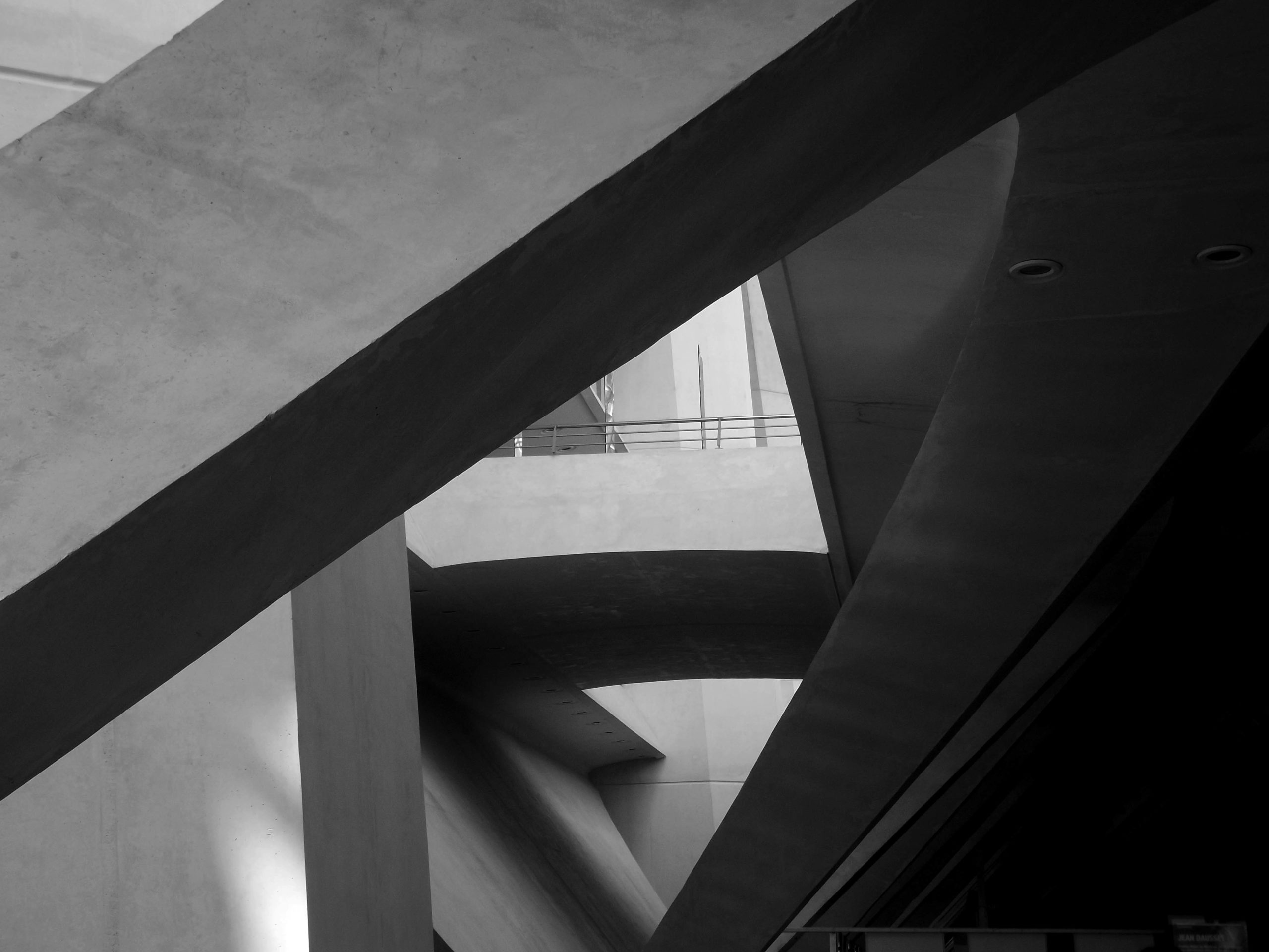 A black and white photo of some stairs