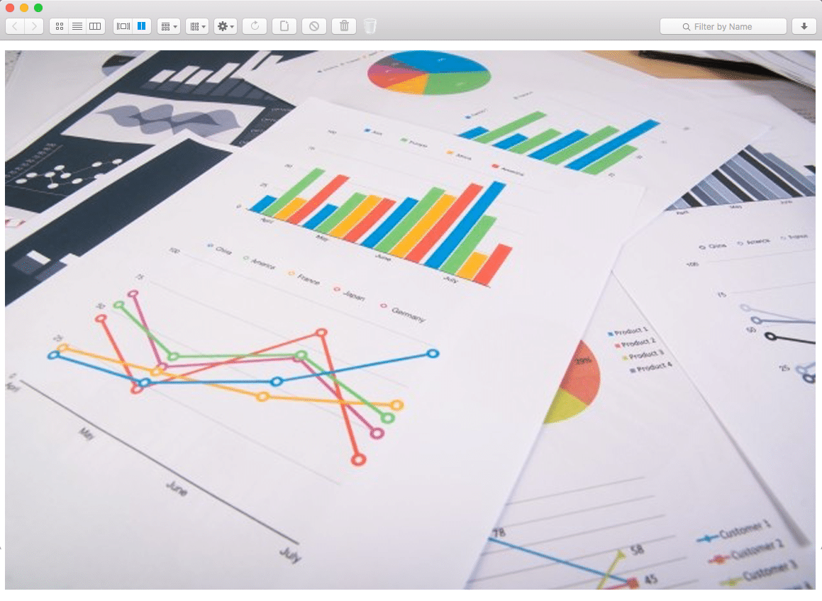 A table with several graphs and charts on it.